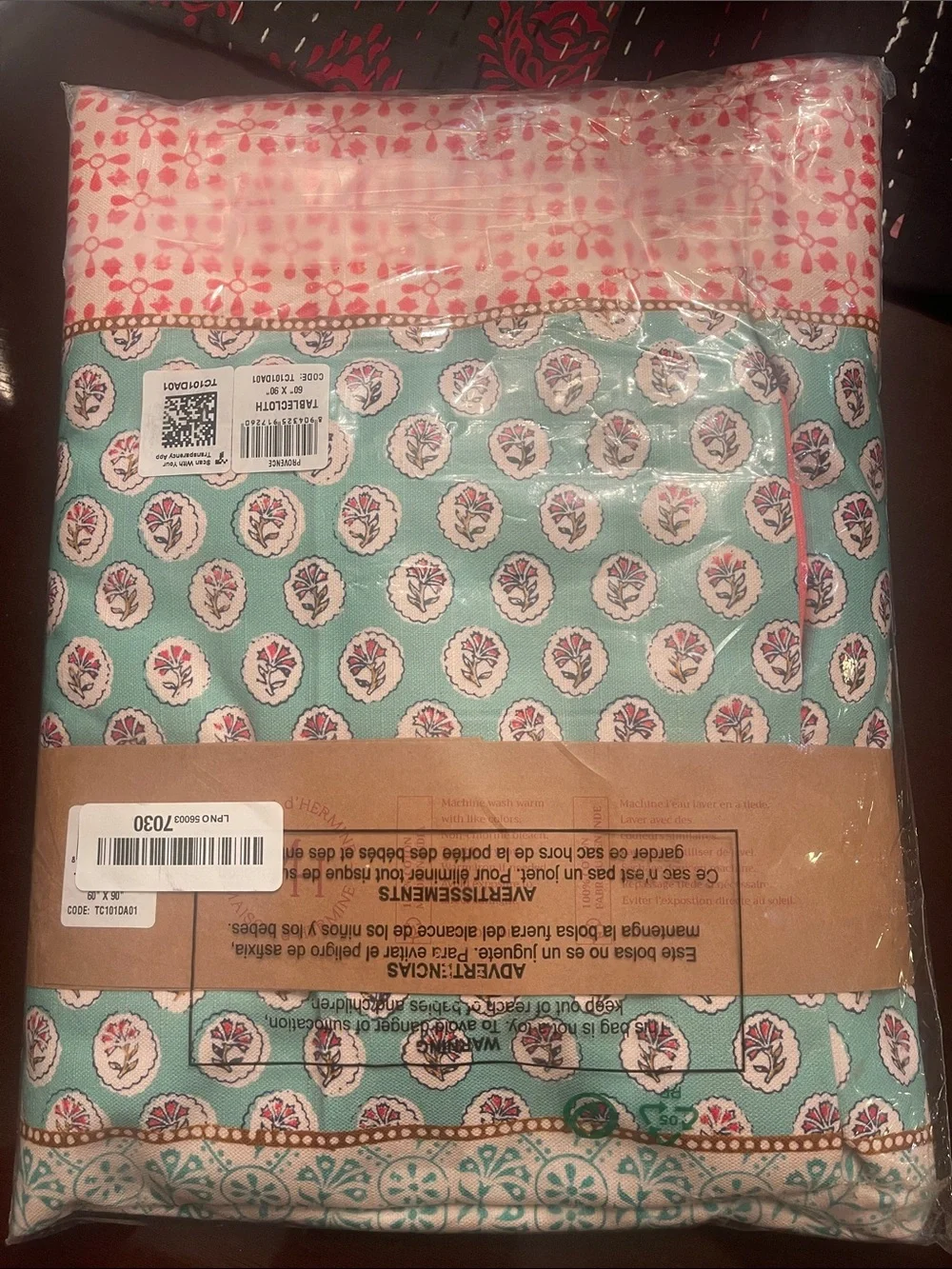 Maison d' Hermine Table Cloth Rectangle Table 100% Cotton 60 x 90 Inches nwt